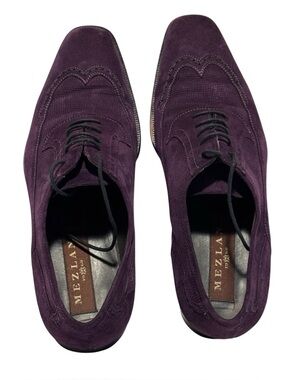 Mezlan Men’s Purple Suede Wingtip Lace-Up Brogue Oxfords Size 9